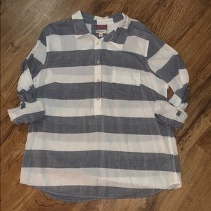Button up (1/2), long sleeve top with cute stripes